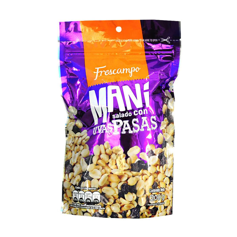 Maní Salado con Uvas Pasas Frescampo
