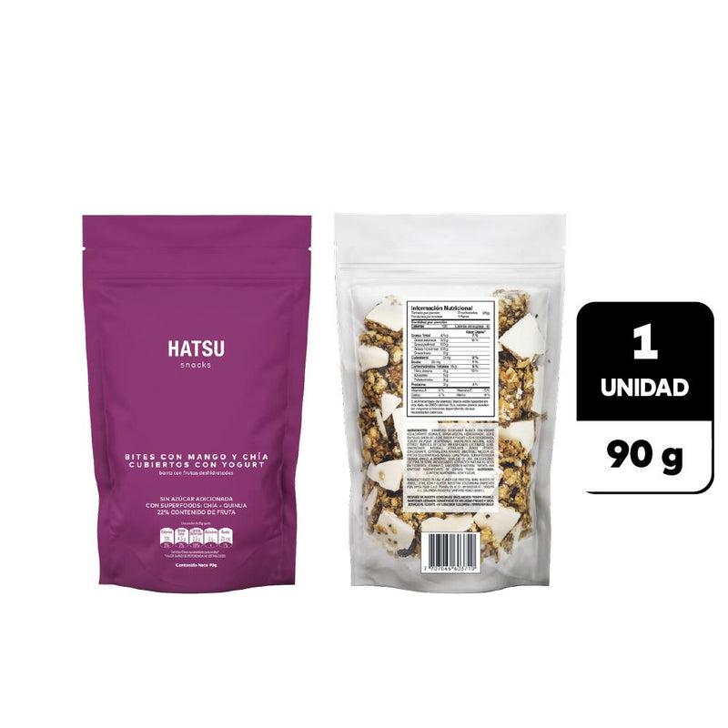 Bites de mango y Chía con Yogurt Hatsu