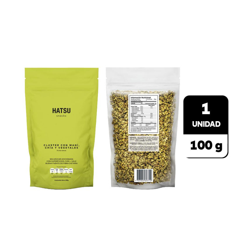 Cluster con Maní, Chía y Vegetales Hatsu 100
