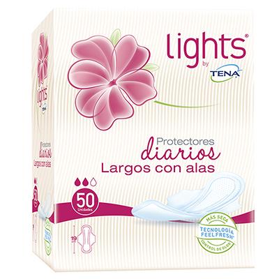 Protectores Diarios Regulares Largos con Alas Lights by Tena